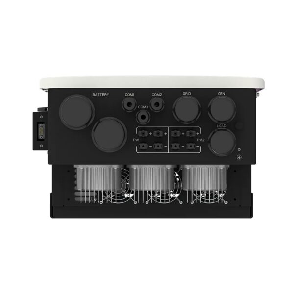 Bottom view of Deye 20kW Hybrid Inverter with visible input/output ports and wiring terminals