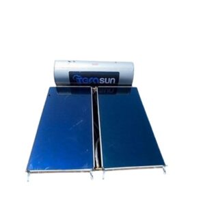 Terasun 300 L solar hot water heater with enamel tank, flat-plate solar collector, and roof mount for large homes