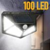 100 LED solar outdoor wall lights at night, bright light output